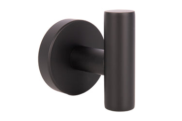 Cofan – Percha Negra Mate | Diseño Redondo | Acero Inoxidable | Kit de Fijación Incluido | 5 x 5 x 6 cm